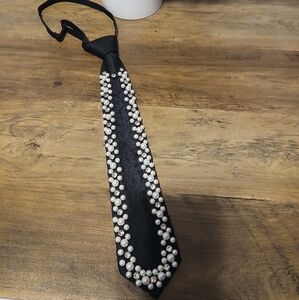 Black Tie with Pearl And Rhinestone Embellishments